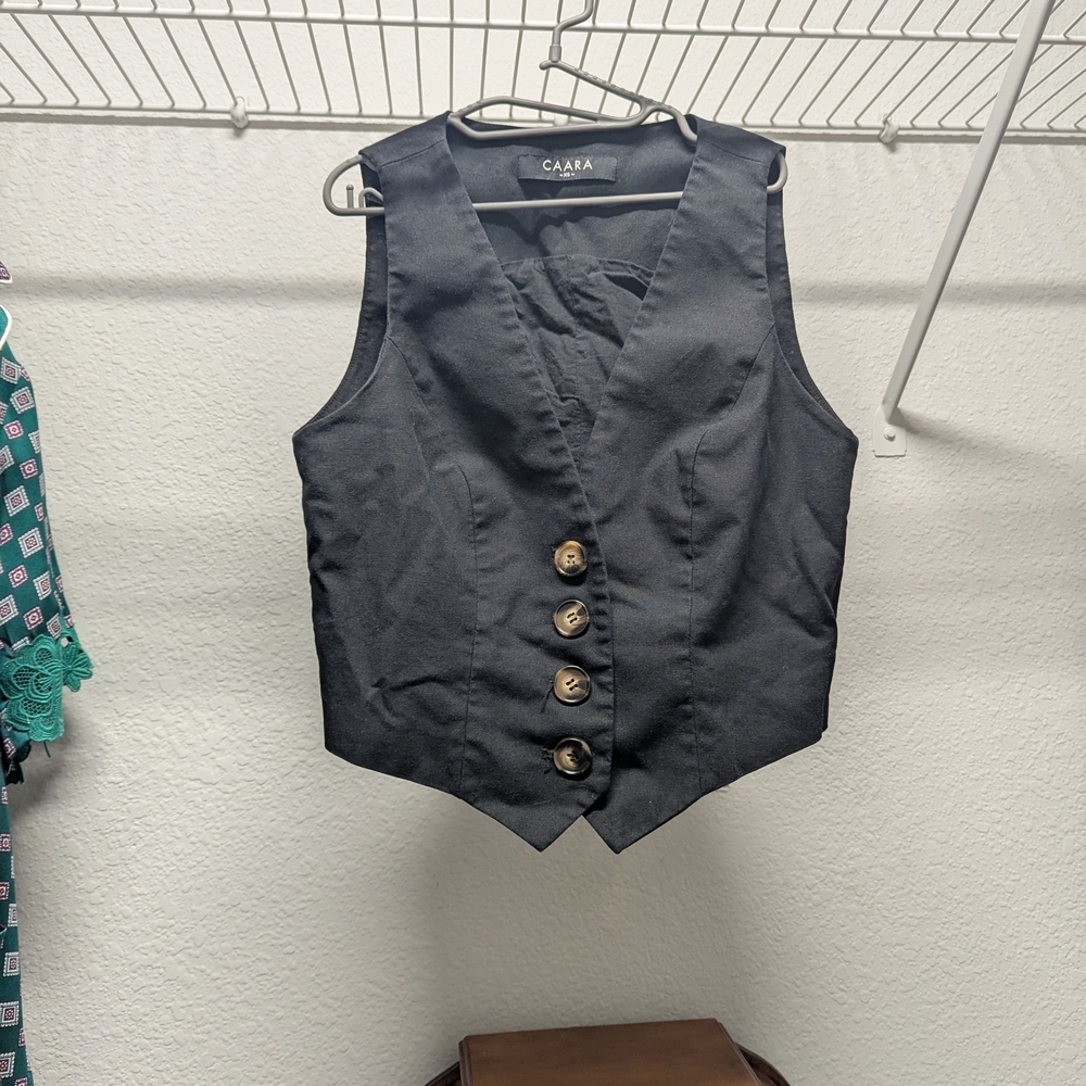 CAARA Women's Black Button Down Vest